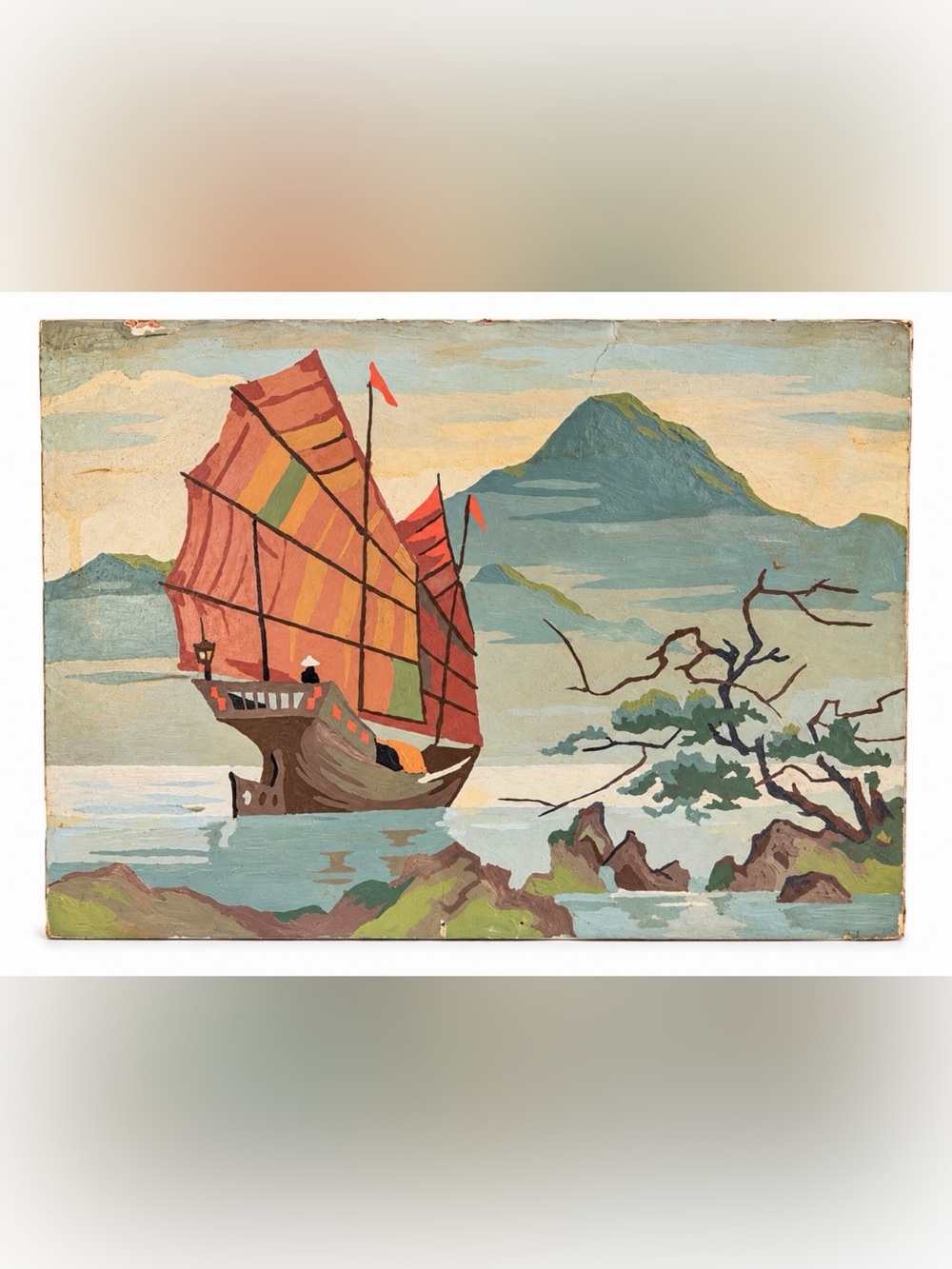 Vintage paint by number nautical Art